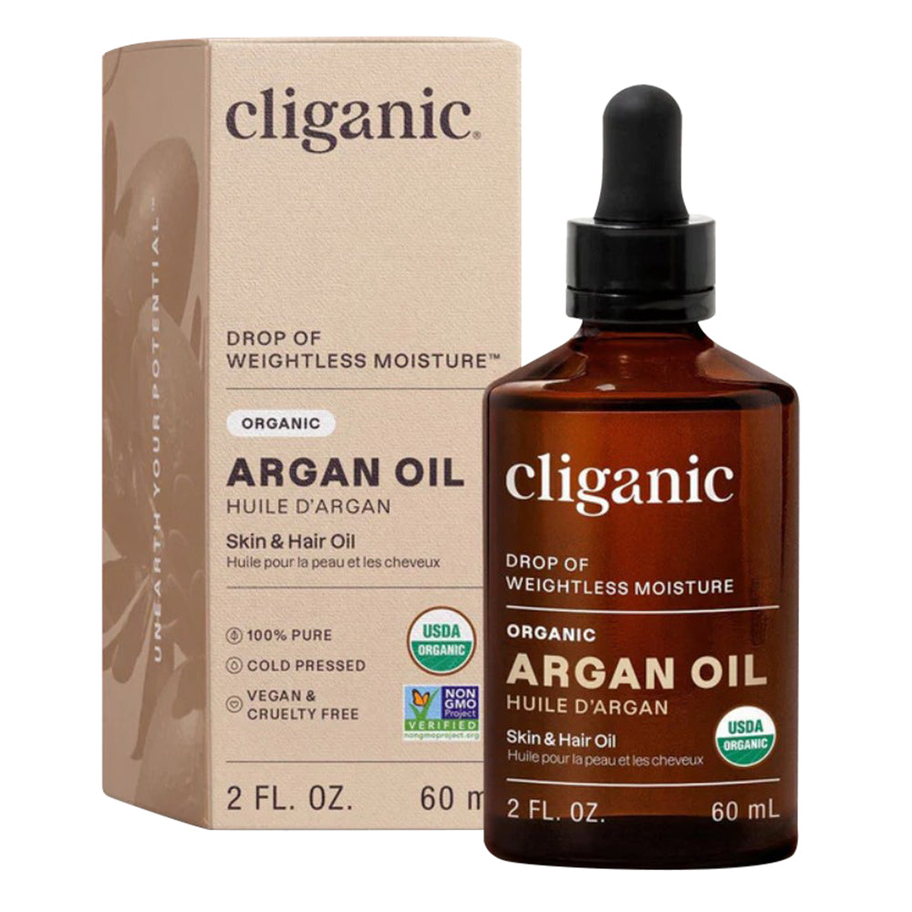 Cliganic Organic Argan Oil for Hair Face and Skin Moisturizing 2Oz (60ml)
